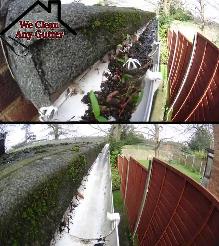 before and after Croydon blocked gutter clearance  