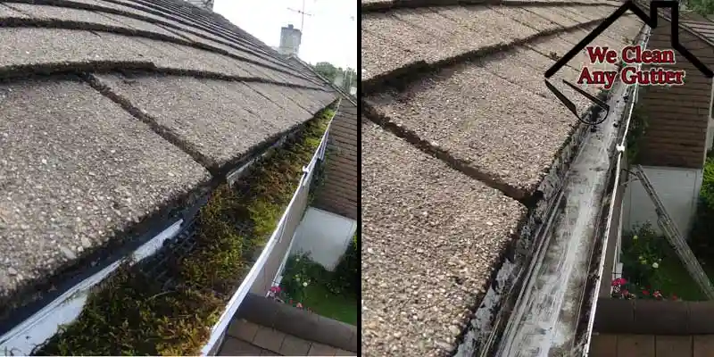 Before and after East Grinstead gutter cleaning