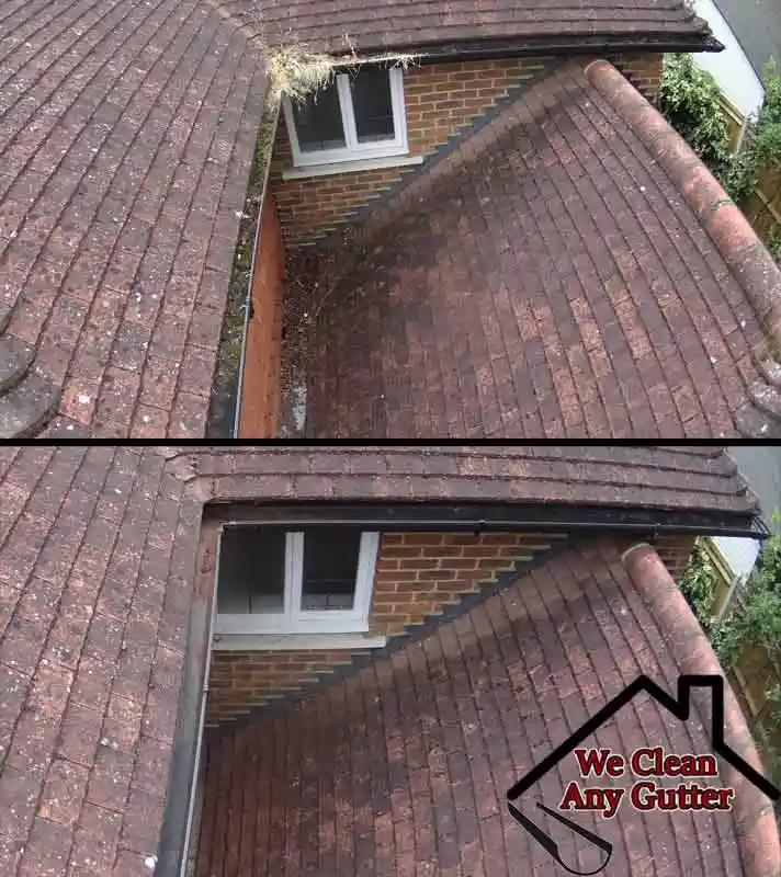 Before and after Horsham gutter cleaning