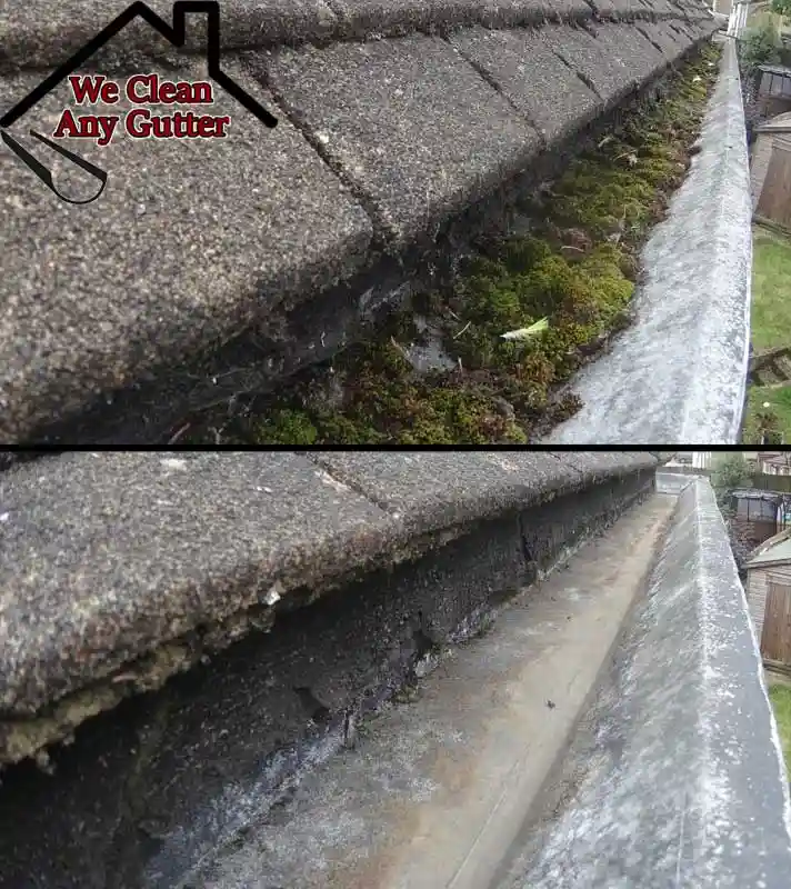 Before and after gutter cleaning in Surrey