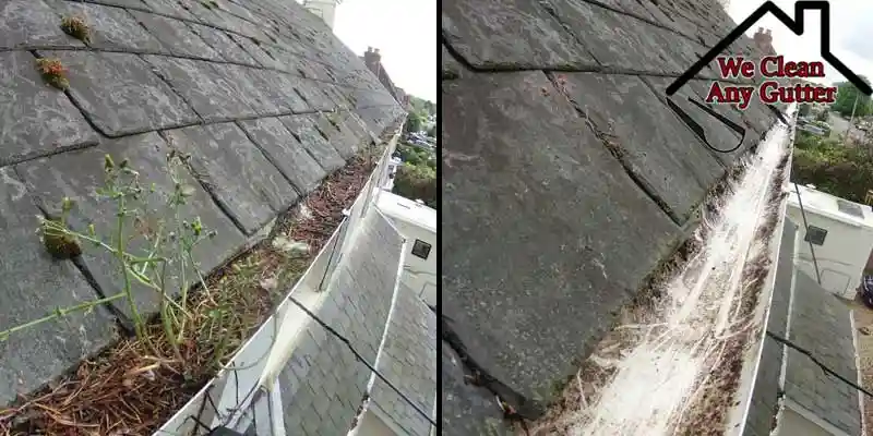 Before and after Haslemere gutter cleaning