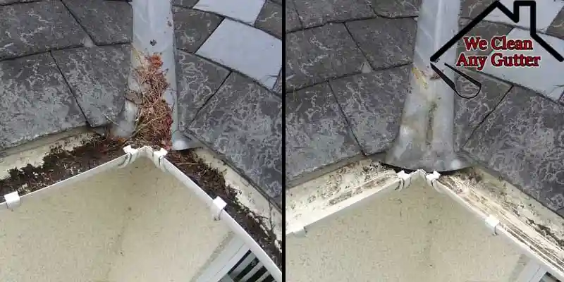 Before and after Haywards Heath gutter cleaning