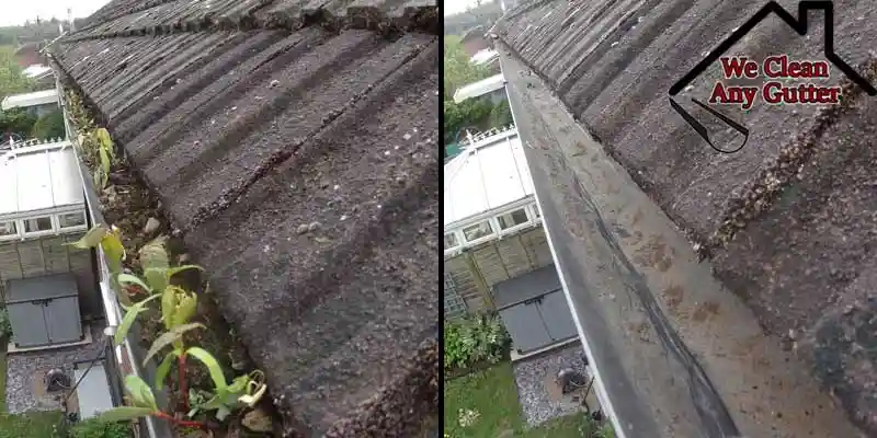 Before and after Staines gutter cleaning