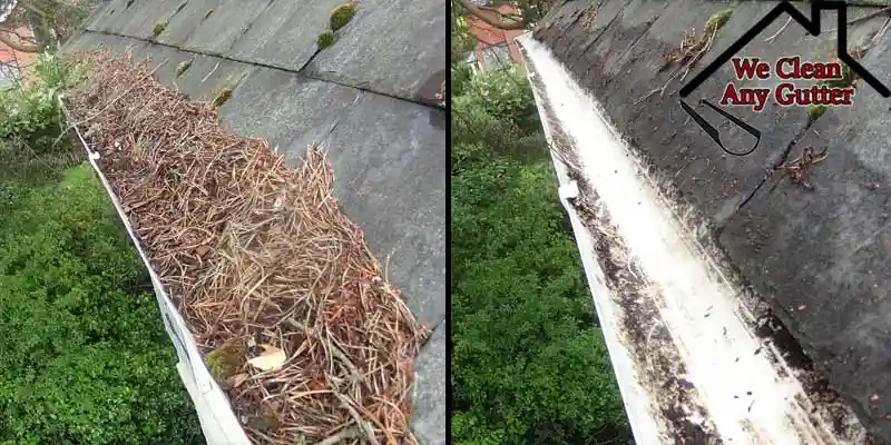 Before and after Worthing gutter cleaning