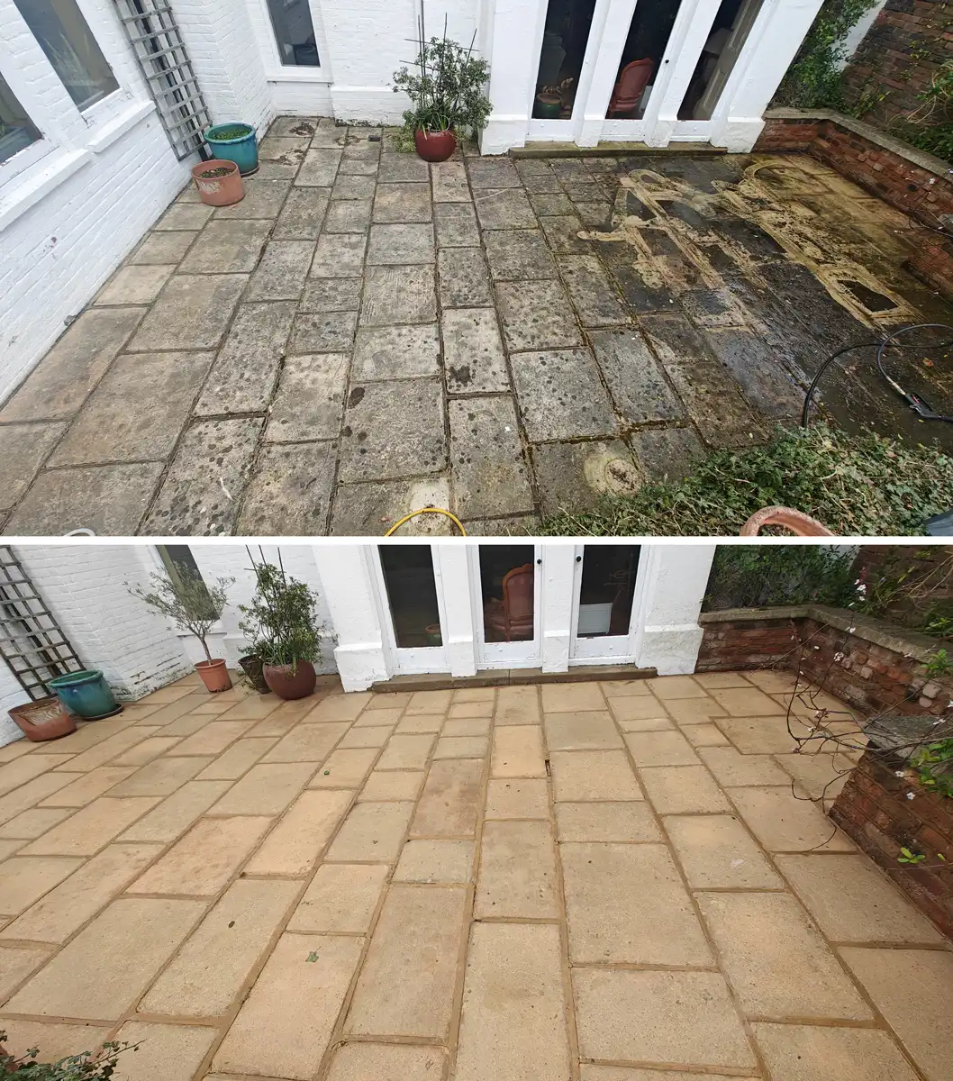 before and after patio cleaning surrey